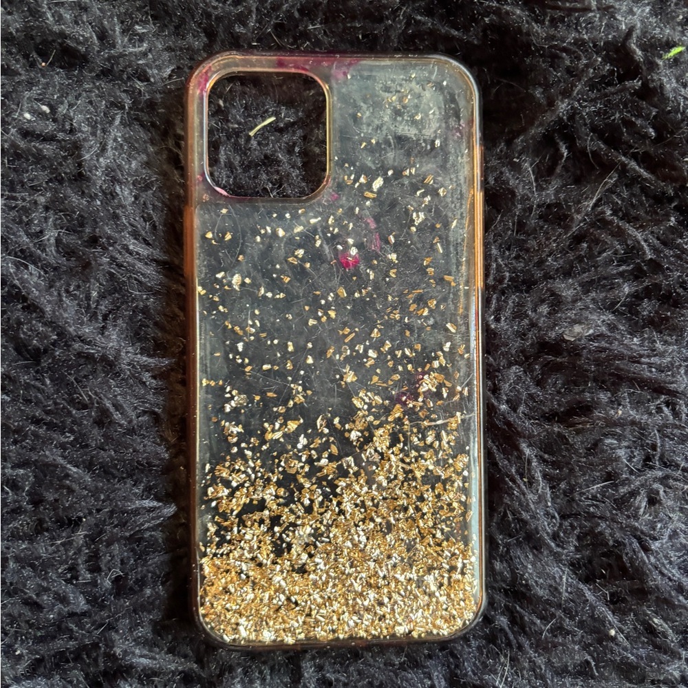 SHEIN Gold Glitter Phone Case for iPhone